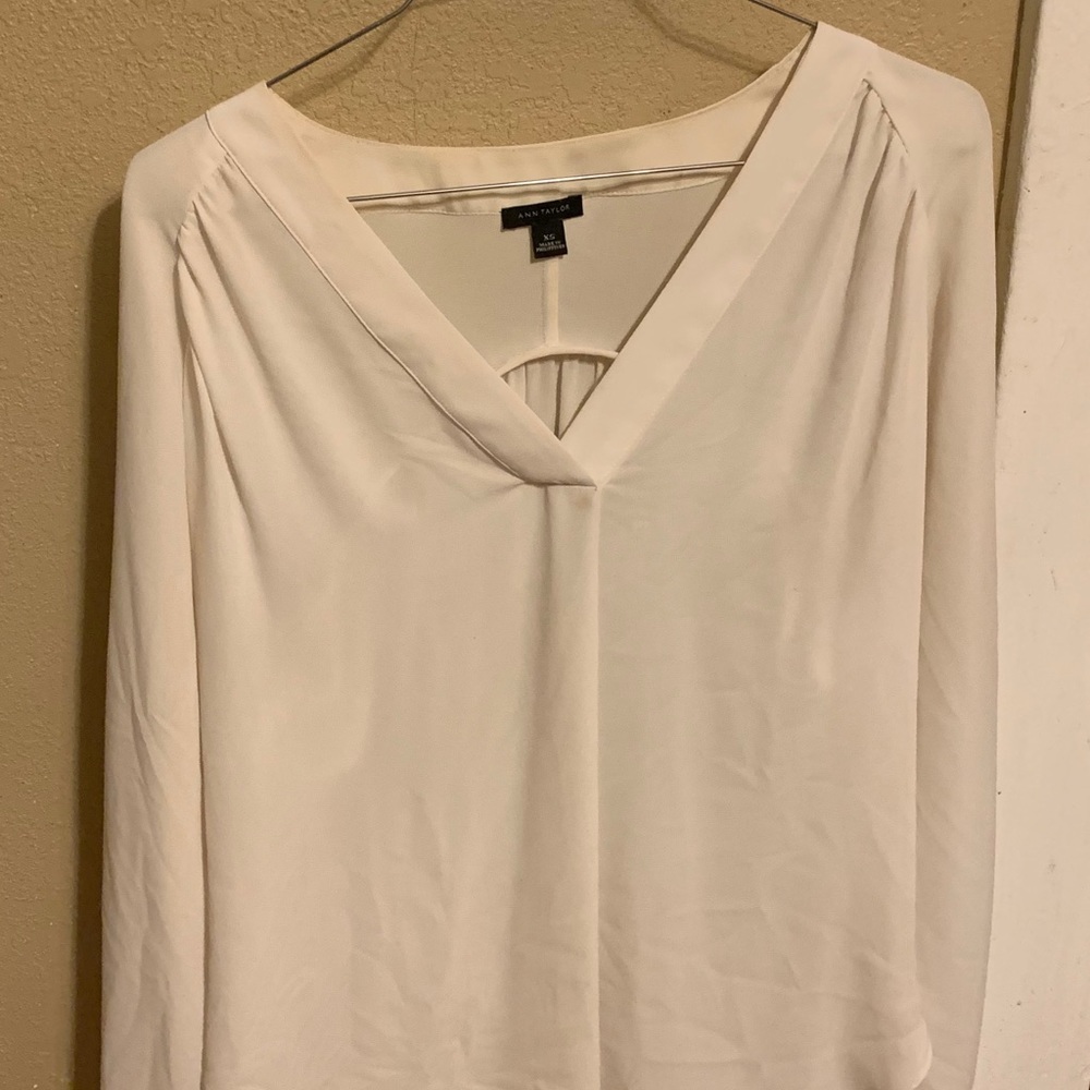 White Ann Taylor long sleeve blouse